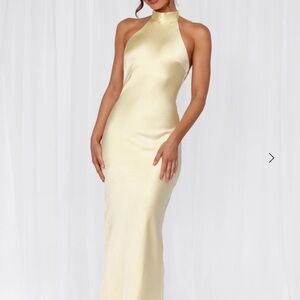 Hello Molly Light Yellow Halter Backless Dress